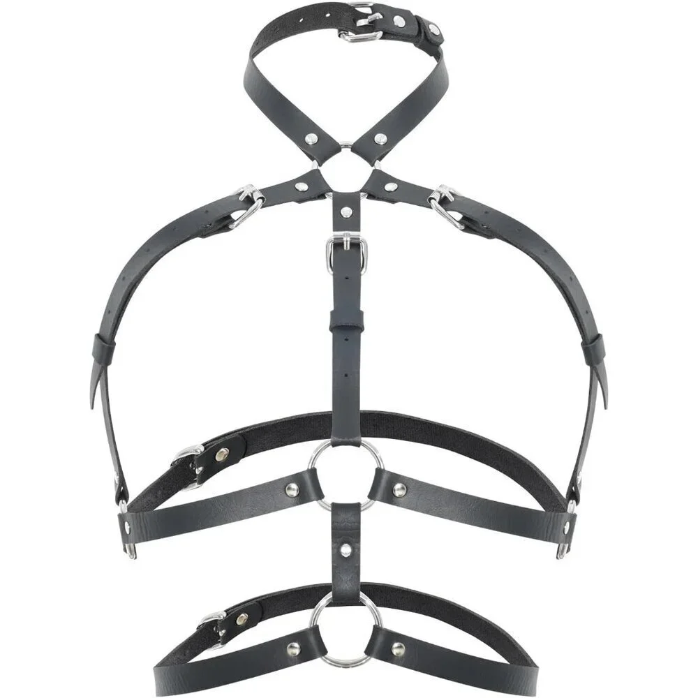Punk Leather Chest Body Chain Belt Women Gothic Adjustable Rave Halloween